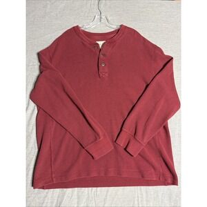 Vtg Eddie Bauer Henley Shirt Mens XXL Heritage wash Red knit baselayer